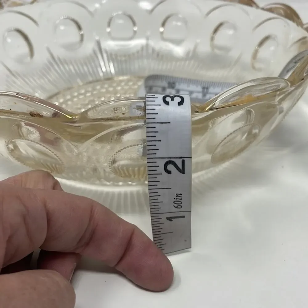 Vintage Bartlett &Collins glass Manhattan clear crystal bowl bulls eye gold trim